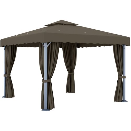 vidaXL Paviljon z zaveso 3x3 m taupe aluminij Cene