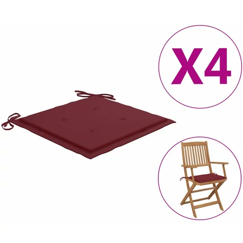 vidaXL Jastuci za vrtne stolice 4 kom boja vina 40x40x3 cm od tkanine