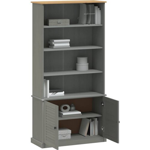  Regal za knjige VIGO sivi 85 x 35 x 170 cm od masivne borovine Slike