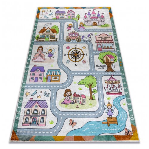 RugsX BAMBINO 61430 pralna preproga Princesa, abeceda, ulice za otroke protizdrsna - siva / roza 120x170 cm, (5000359112) Cene