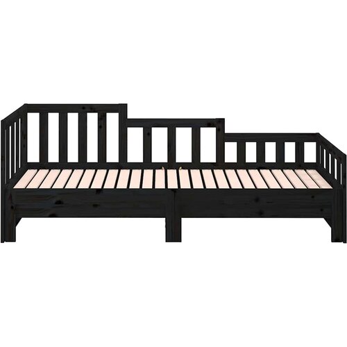  Dnevni ležaj na izvlačenje crni 90x190 cm masivna borovina Slike