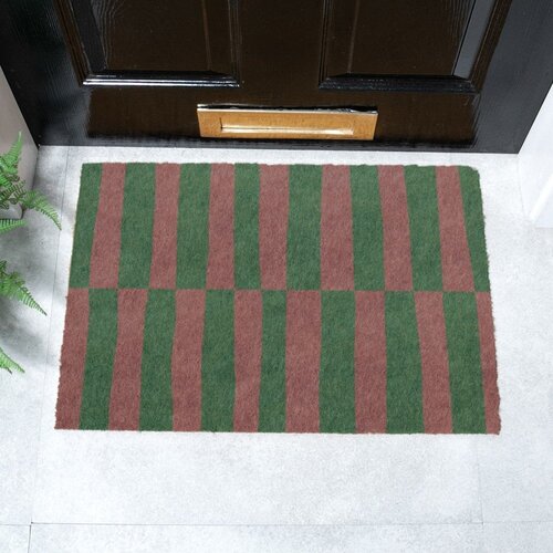 Artsy Doormats Predpražnik iz kokosovih vlaken 40x60 cm Pink &amp;amp; Green Half Stripes &amp;ndash; Slike