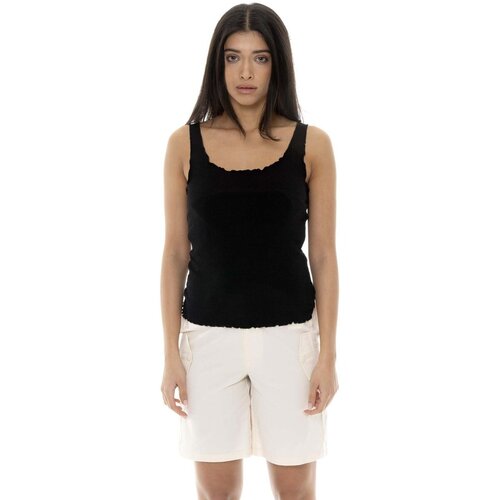 Leone 1947 Majice brez rokavov Woman Tank Rib Chic Črna Slike