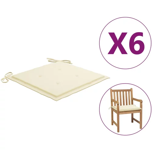 vidaXL jastuci za vrtne stolice 6 kom krem 50 x 50 x 3 cm od tkanine