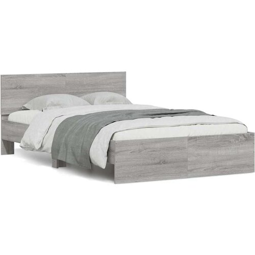 VidaXL Okvir kreveta s uzglavljem LED siva boja hrasta 140x200 cm Slike