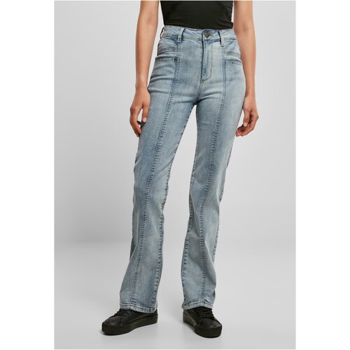 UC Ladies Women's high-waisted denim trousers with a straight slit, coloured in light blue Slike