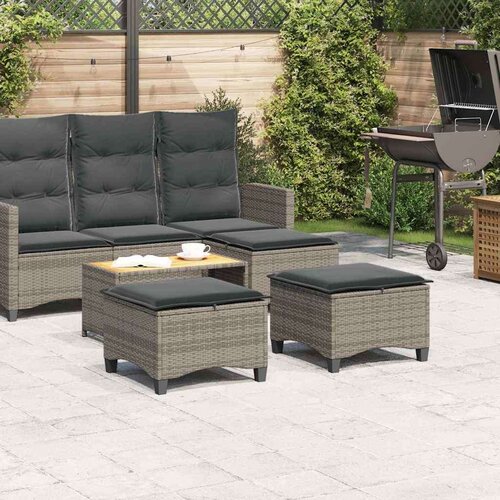 VidaXL Vrtni tabure s jastucima 2 kom sivi 55x55x36 cm poliratan Slike