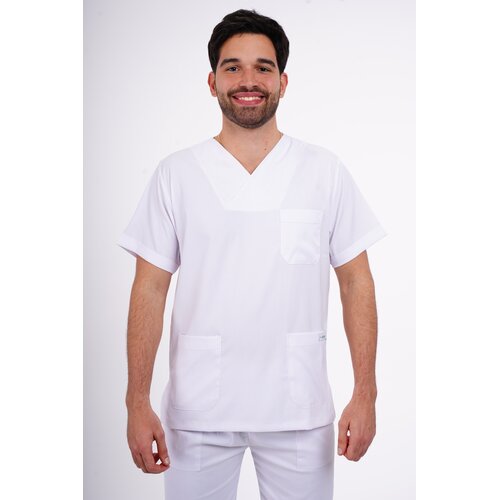 Pureboks Mu&amp;scaron;ki gornji deo medicinske uniforme, Beli Slike