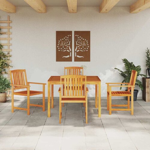  Vrtni set za objed 5 kom. Smeđa Čvrsto drvo akacije 85 x 85 x 75 cm Slike