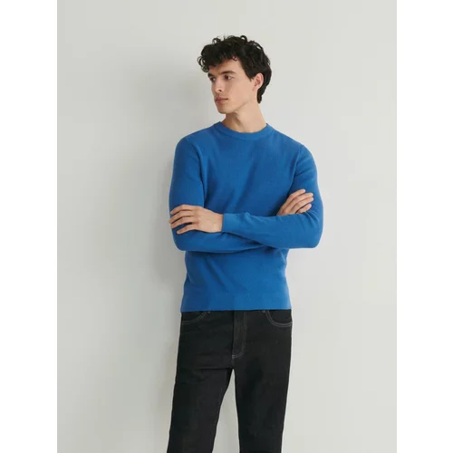 Reserved bombažni pulover - modra
