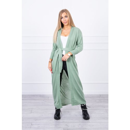 Kesi Long sweater with waist tie dark mint Slike