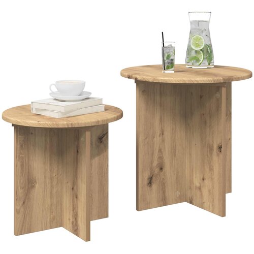  Set pomoćnih stolića 2 pcs Hrast artisan Konstrukcijsko drvo Slike