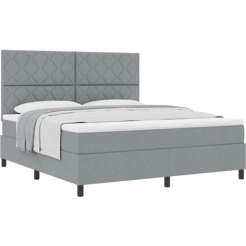 VidaXL box spring krevet s du&amp;scaron;ekom svjetlosivog super king tkanine Slike