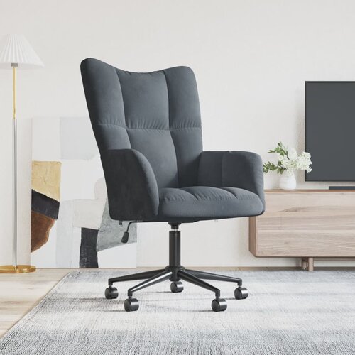 The Living Store Stol za sproščanje temno siv žamet - Stol Za Sproščanje, (21420365) Cene