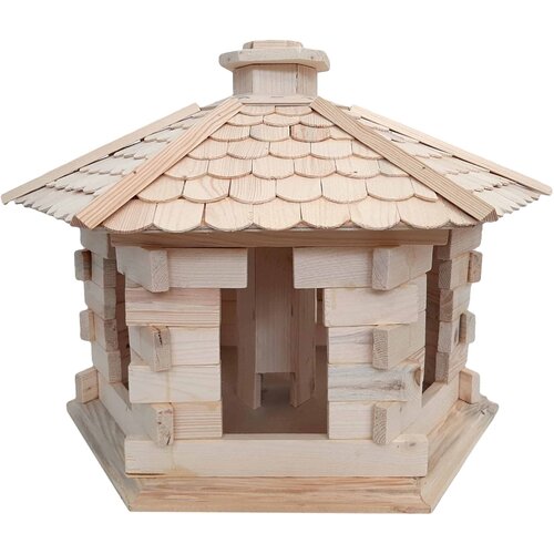  Drvena hranilica za ptice sa posudom za hranu 56x46x37 Slike