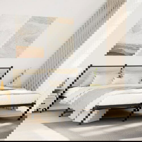 Furnova Kovinski posteljni okvir brez vzmetnice sonoma hrast 140x200 cm, (21935552) Slike