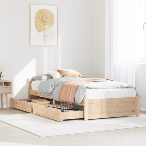 vidaXL Posteljni okvir brez vzmetnice 75x190 cm trdna borovina Cene