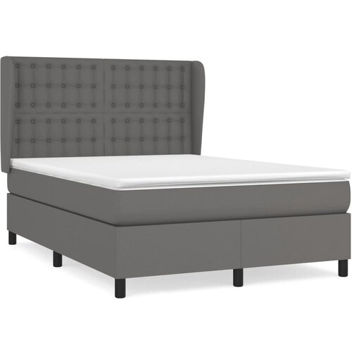 Maison Chic Box spring postelja - Vzmetna postelja z vzmetnico siva 140x190 cm umetno usnje SL20427, (21893614) Cene