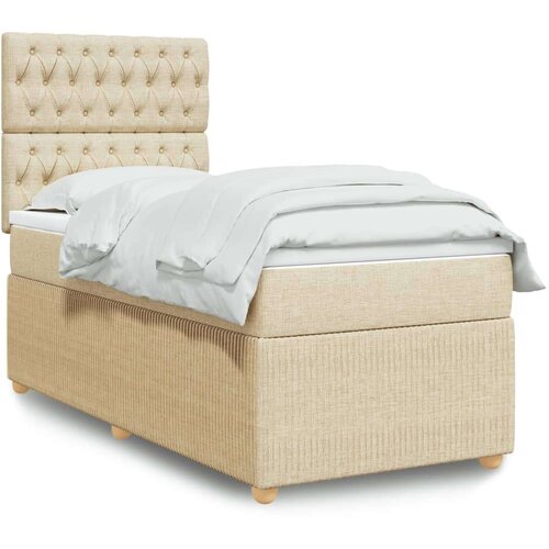  Krevet s oprugama i madracem krem 90 x 200 cm od tkanine Slike