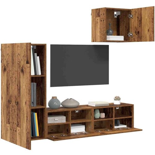 VidaXL TV zidne jedinice 4 pcs Staro drvo Konstruirano drvo Slike