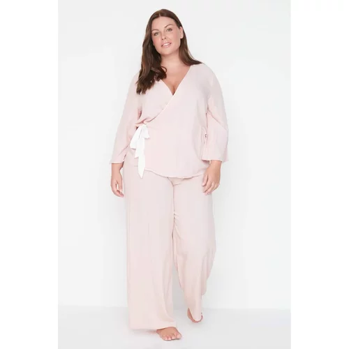 Trendyol Curve Powder Double Breasted Tie Detailed Woven Pajamas Set