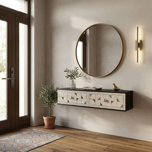 Hanah home komoda Moka 120, 120 cm, antracit / travertin / srebrna Cene