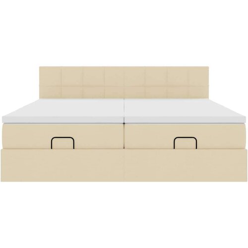 VidaXL otomanski okvir kreveta s madracima krem 160x200cm od tkanine Slike