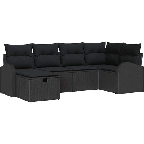  Sjedeća garnitura za vrt 6 kom. Crna poliratan 234 x 124 x 85 cm Slike