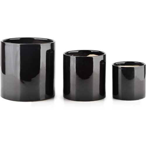 Mondex Neva Black Set 3 cvetličnih lončkov XH: 14Xv15 L: 11,5Xv11,5 M: 8,5Xv8,5 cm, (21244573) Cene