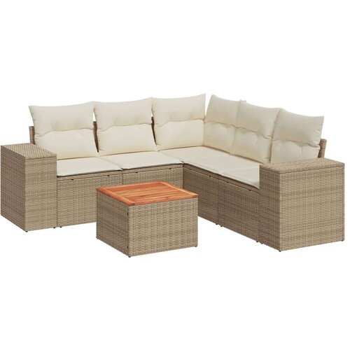 vidaXL 6-dijelni set vrtnih sofa s jastucima bež od poliratana Cijene