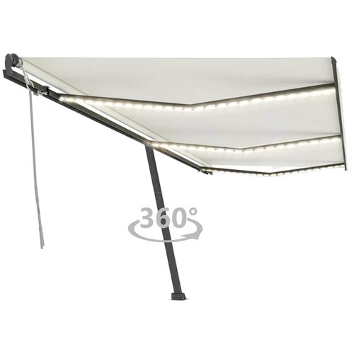 vidaXL ročno zložljiva tenda z led lučkami 600x300 cm krem Cene