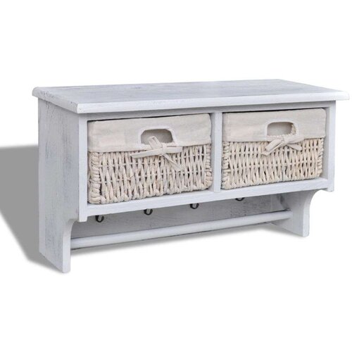 VidaXL Zidna polica bijela 60 x 23,5 x 33 cm od drva paulovnije Slike