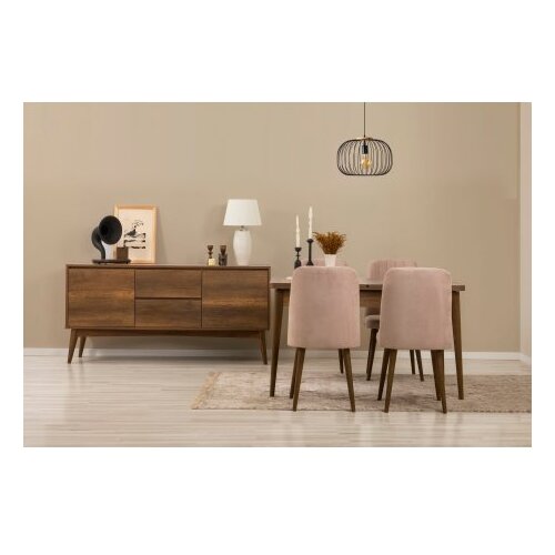 Hanah home vina 01 0900 walnut stone (produžni trpezarijski sto, stolice i konzola (6 komada)) Slike