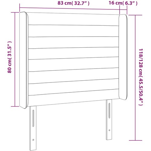  LED uzglavlje smeđesivo 83 x 16 x 118/128 cm od tkanine Slike
