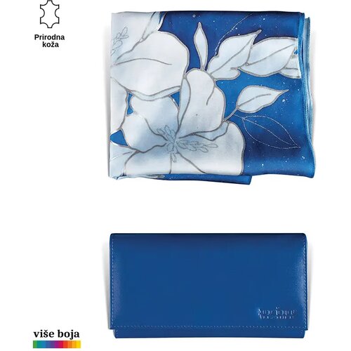 PRINC LEATHER Ženski poklon set e&scaron;arpa i novčanik, Plavi Cene