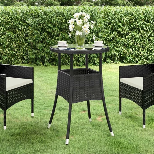  Vrtni stol Ø 60 x 75 cm od kaljenog stakla i poliratana crni