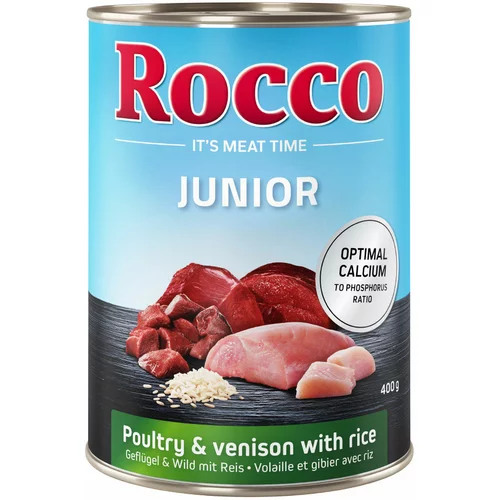 Rocco Junior 6 x 400 g - Perutnina z divjačino & rižem