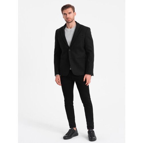 Ombre men's casual jacket with decorative buttons on cuffs - black Cene