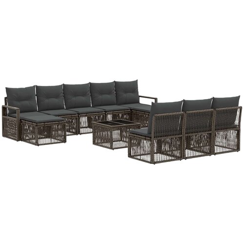 vidaXL Vrtna sedežna garnitura 11 pcs Siva poli ratan, (5000272290) Cene