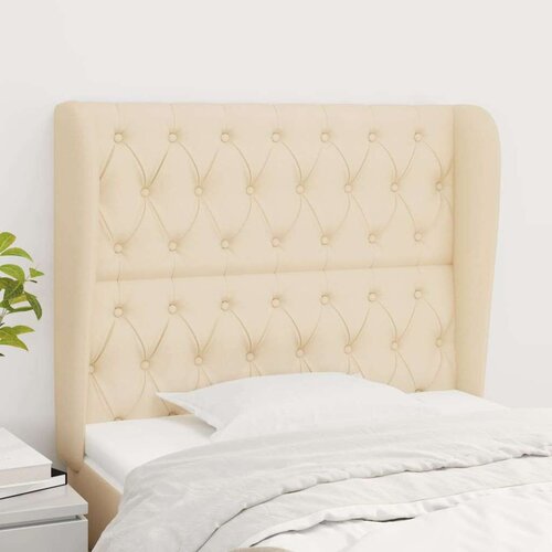  Uzglavlje s u&amp;scaron;ima krem 93x23x118/128 cm od tkanine Slike