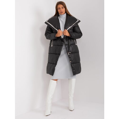 Fashion Hunters Black Long Winter Jacket With Pockets Slike