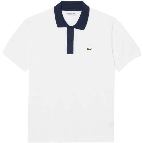 Lacoste Classic Fit Contrast Collar Polo Shirt White/Navy Blue Bijela Slike