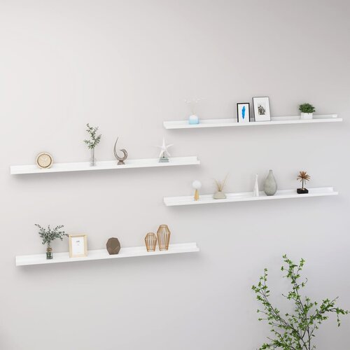 The Living Store Stenske police 4 kosi visok sijaj bele 115x9x3 cm - Stenska Polica, (21437928) Cene