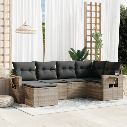 vidaXL 6-dijelni set vrtnih sofa od poliratana s jastucima svjetlosivi Cijene
