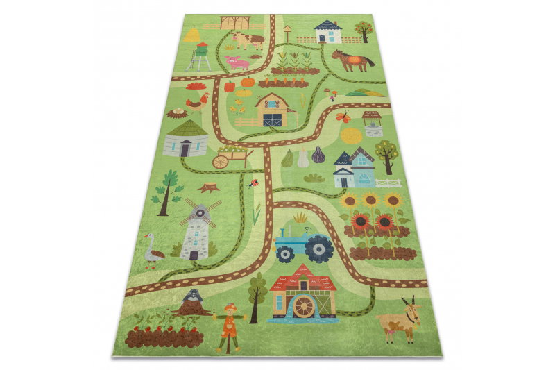 RugsX BAMBINO 50200 pralna preproga Vas, ulice za otroke protizdrsna - zelena / smeđa 120x170 cm, (5000176936) Cene