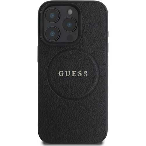 Guess Hrbtni ovitek za iPhone 16 Pro Max z Grainy Tekstura MagSafe, ?rna, (21749326) Slike
