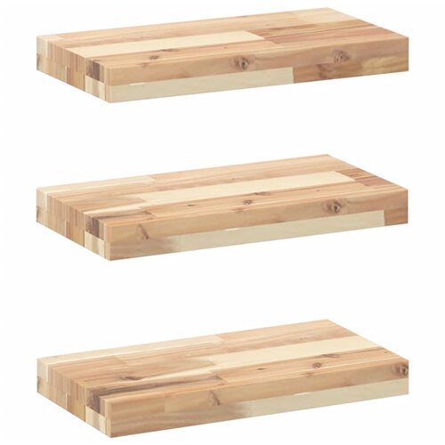  Plutajuće police 3 kom 60x20x4 cm Neobrađeno puno drvo akacije Slike