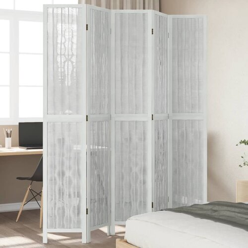  The Living Store Paravan 5-delni bel trden les pavlovnije - Pregrada Za Prostor, (21494104) Slike