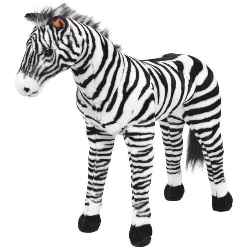 VidaXL Stojeća pli&amp;scaron;ana igračka zebra crno-bijela XXL Slike