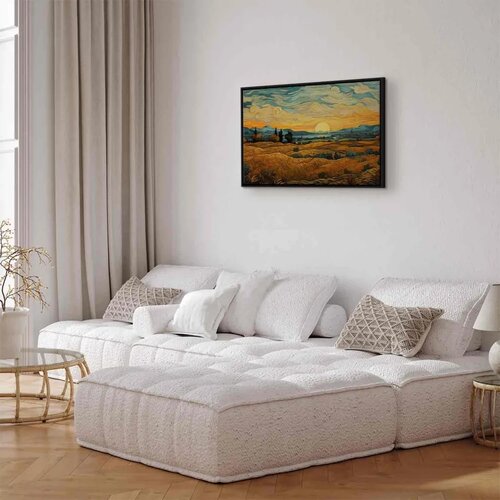  Slika - Impressionistic fields - painted golden landscape with fields of grain 90x60 Cene